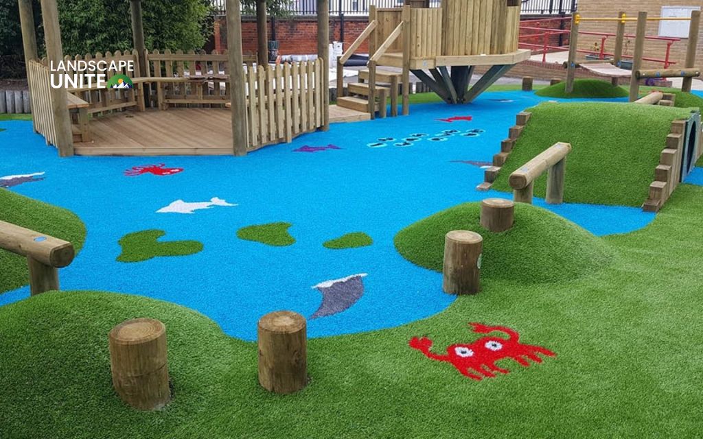 Colorful artificial grass for children's play areas