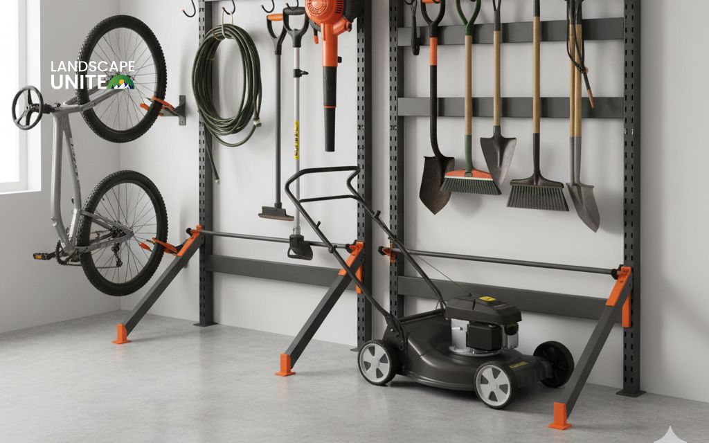 Install vertical bike or tool racks nearby