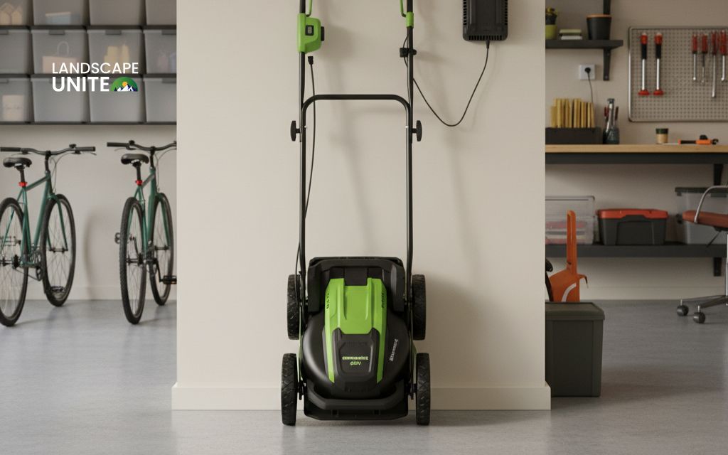 Use a compact foldable lawn mower