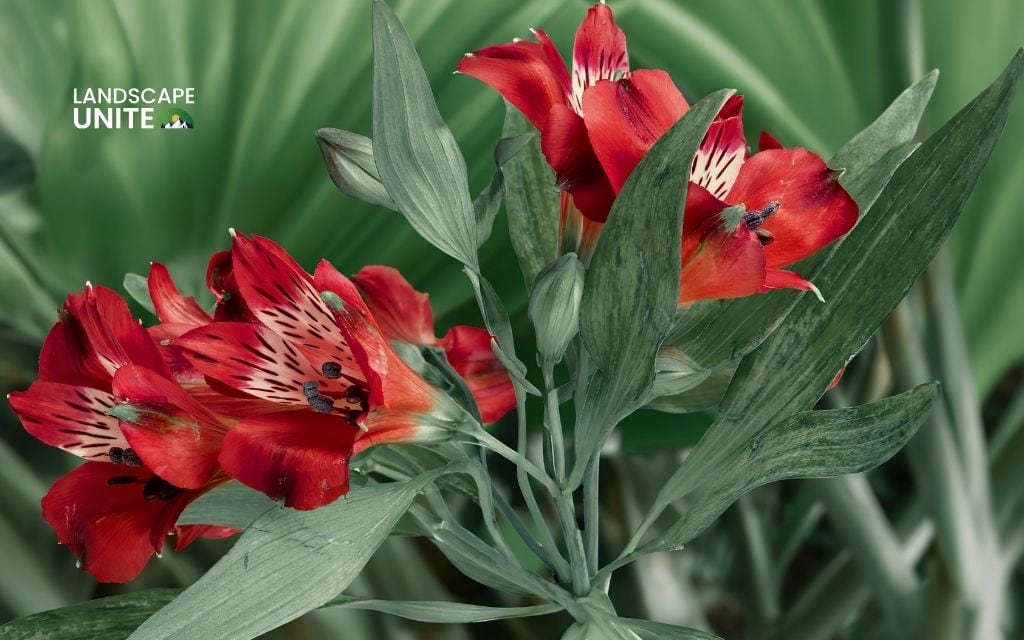 red flowers for flower beds: Alstroemeria 'Inca Red'