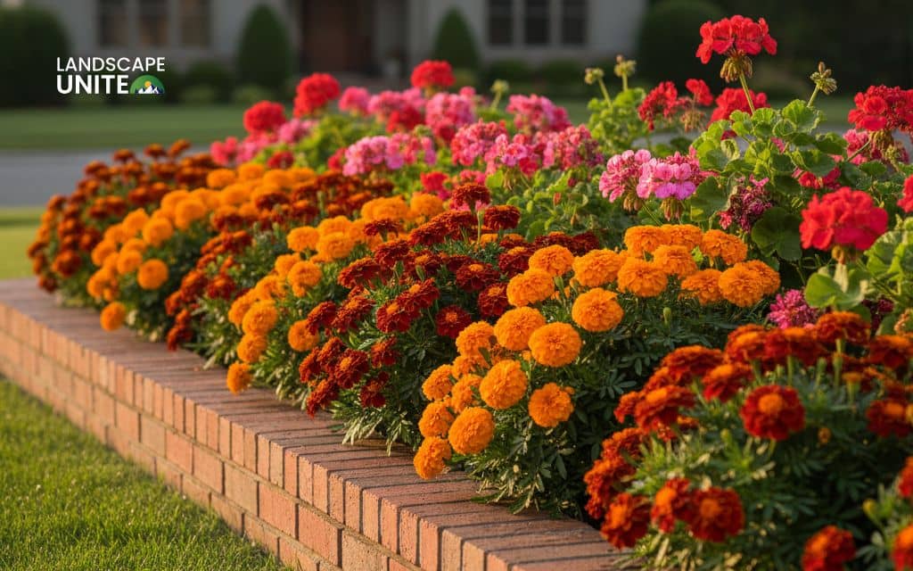 Brick border flower bed