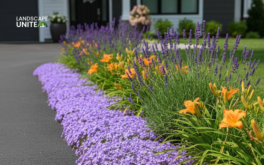 Driveway edge flower bed