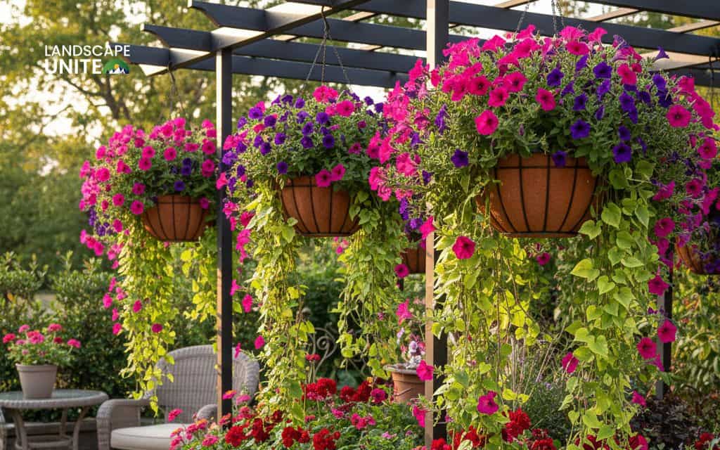 Hanging basket flower bed hybrid