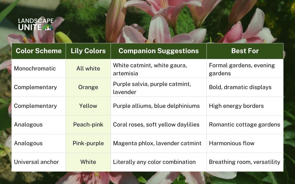 Lily companion planting strategies: Color coordination made simple