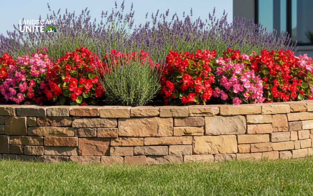 Raised stone flower bed