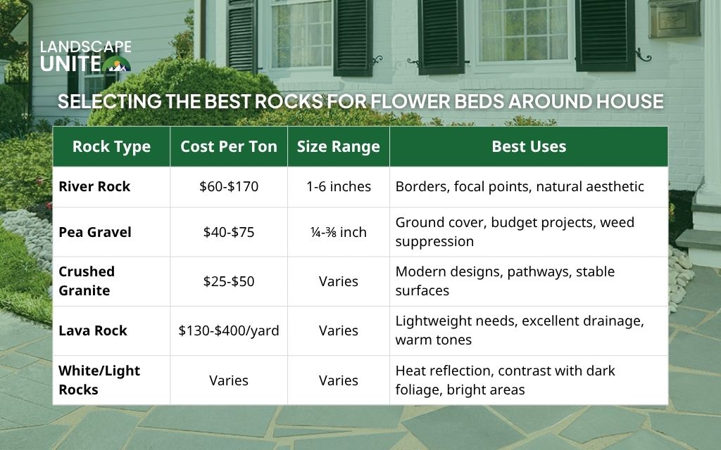 Selecting the best rocks for flower beds around house