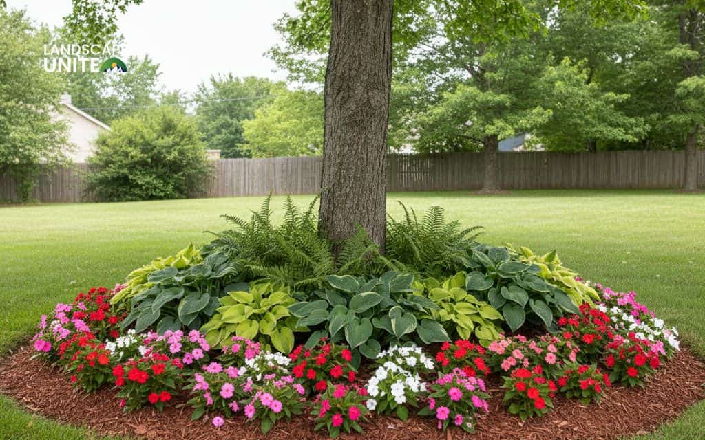Small flower bed around a tree