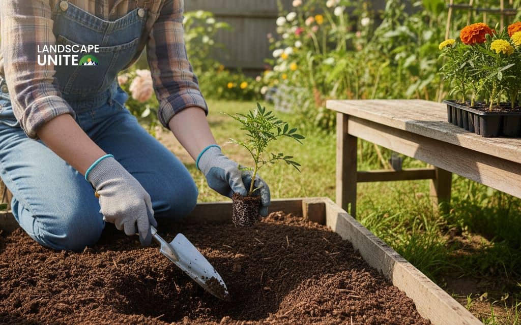 How to plant marigolds - Step 4: Transplanting marigold seedlings