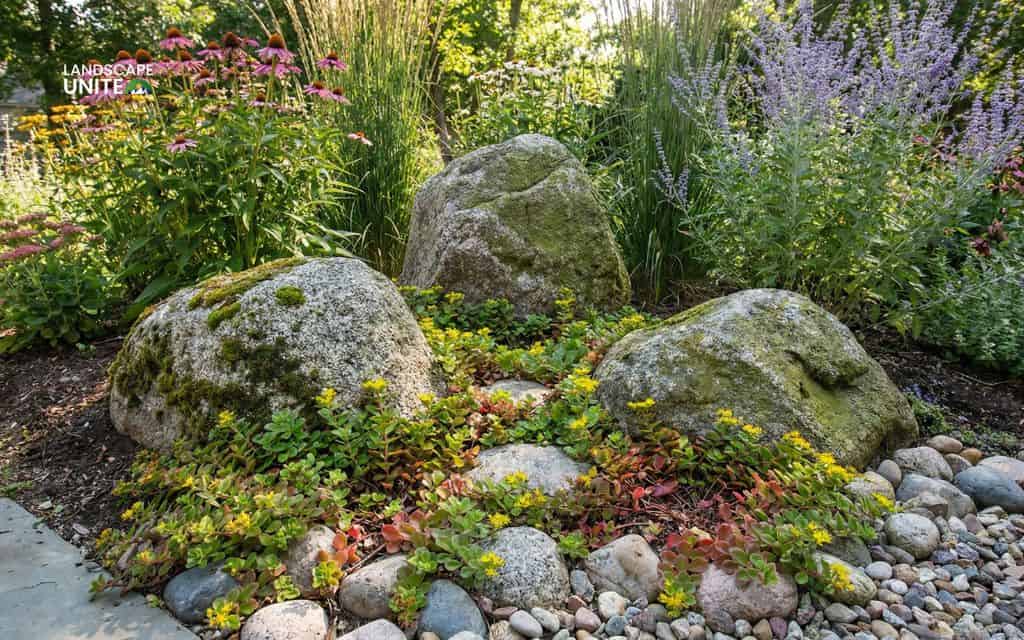 15 gorgeous flower beds with rocks that practically transform your landscape 7 Boulder accent bed