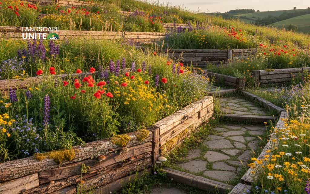 Flower bed on slope made easy: 15 low-maintenance ideas for hillside gardens 16 Budget-friendly log edging garden