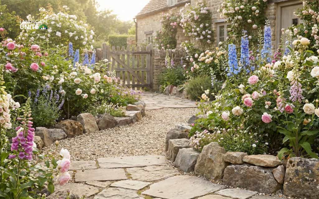 15 gorgeous flower beds with rocks that practically transform your landscape 9 Cottage garden with natural stone edging