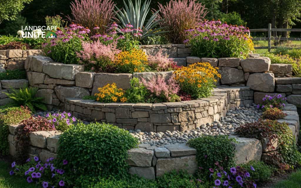Raised rock flower beds: 14 ideas for low-maintenance beauty 12 Multi-tiered stone bed