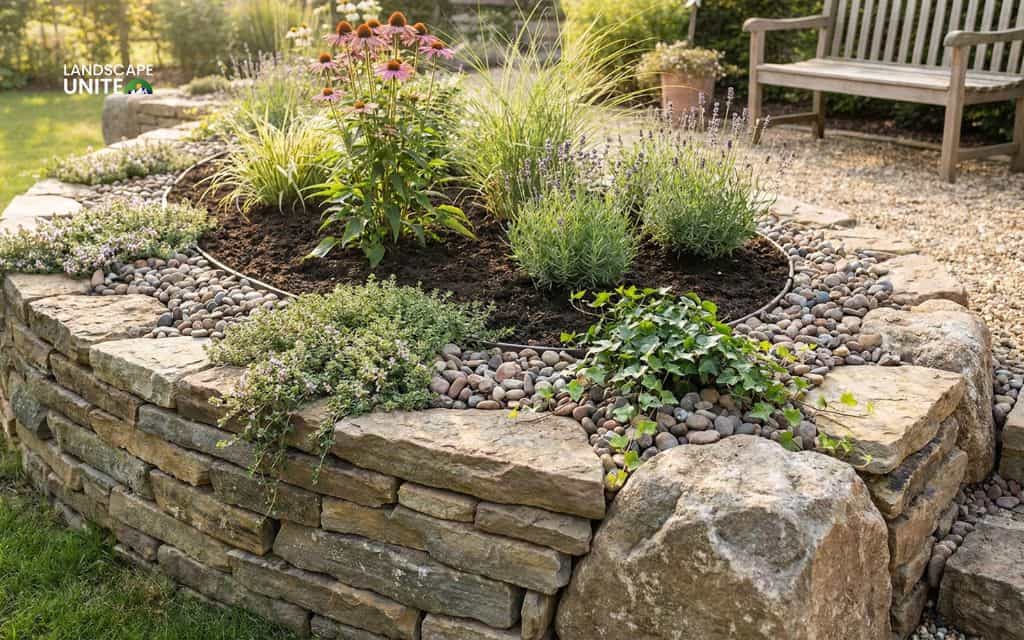 15 gorgeous flower beds with rocks that practically transform your landscape 11 Raised rock flower bed