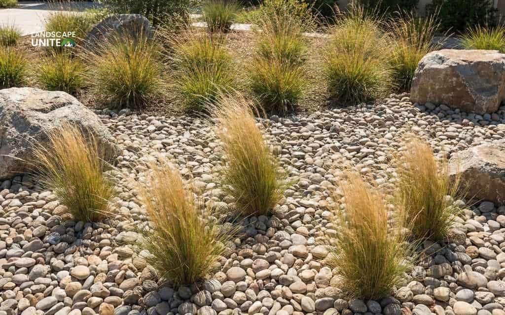 15 gorgeous flower beds with rocks that practically transform your landscape 17 Rock bed with ornamental grasses