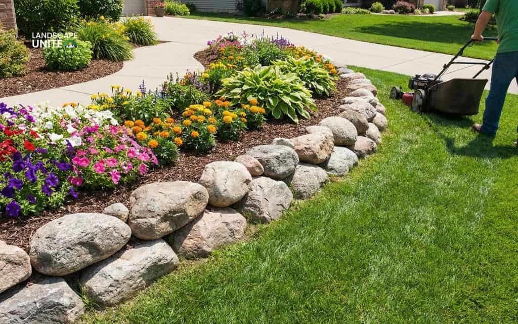 15 gorgeous flower beds with rocks that practically transform your landscape 3 Rock border flower bed