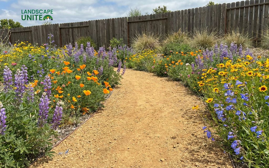 Crushed granite with native wildflowers