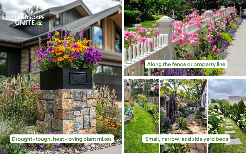 Full sun flower bed ideas by space and shape