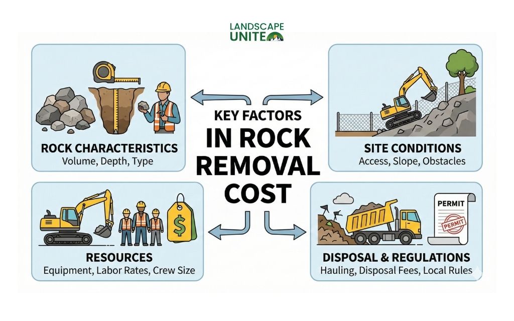 Key factors that change your landscape rock removal cost