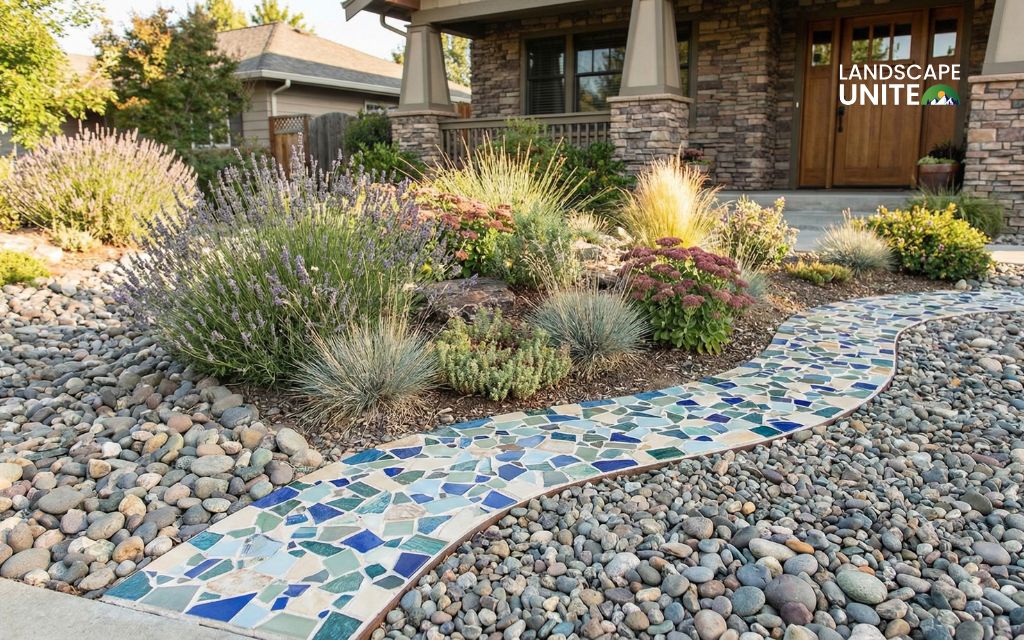The mosaic effect adds personality without overwhelming your curb appeal rocks displayThe mosaic effect adds personality without overwhelming your curb appeal rocks display
